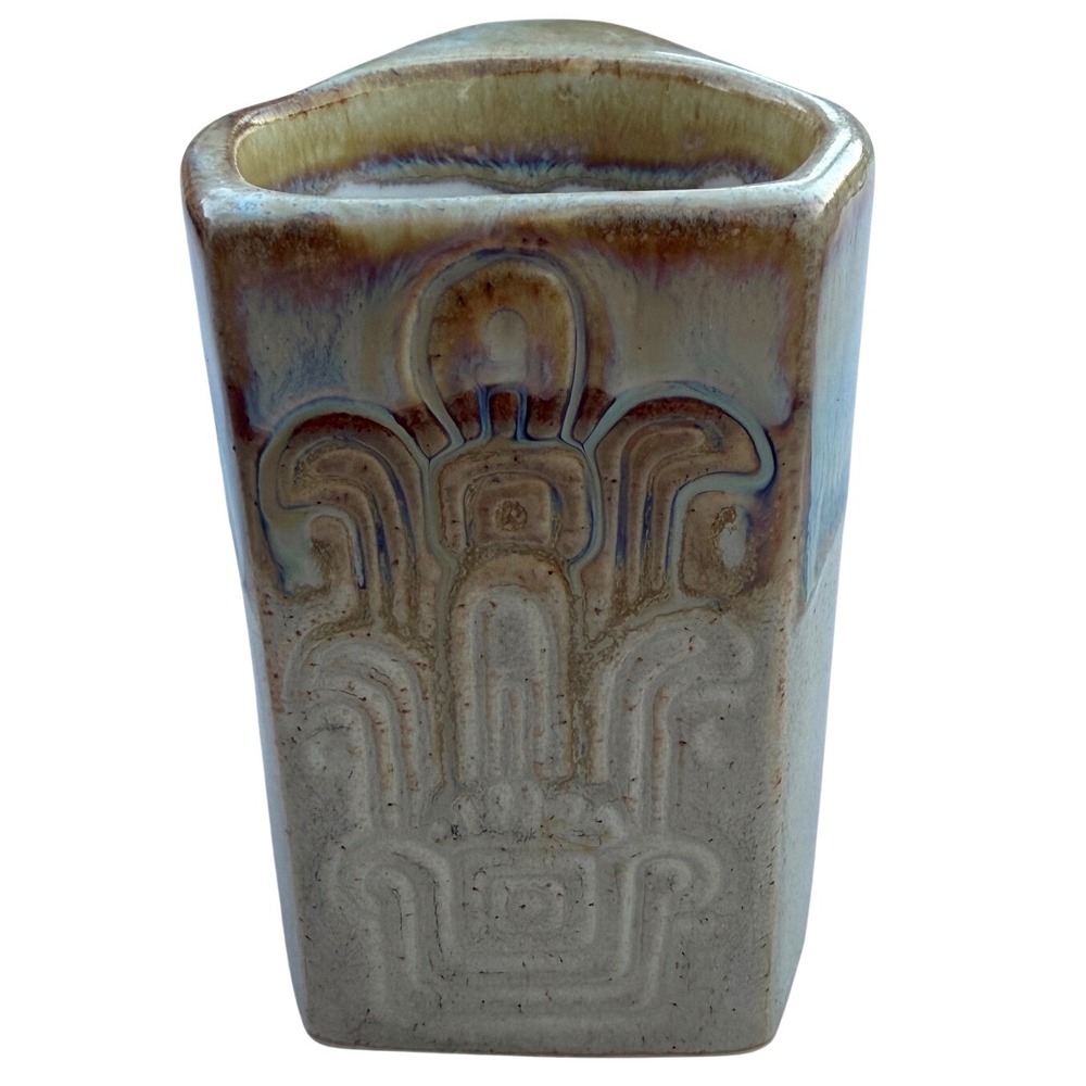 Vintage Rodolfo Padilla Signed Art Pottery Drip Blue Tan Ceramic Coffee Mug
